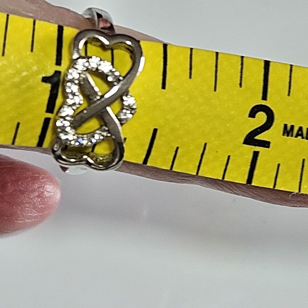 Vintage Bijoux Sterling Triple Hearts Infinity Knot CZ Ring Size 6 I Love You - Picture 9 of 12